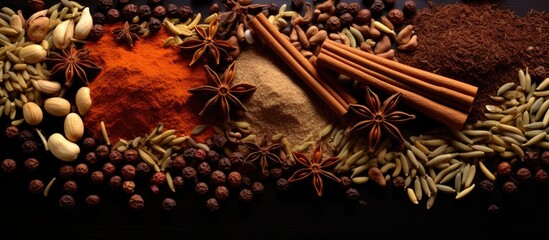Aufkleber - A mixture of coffee grains and spices copy space image
