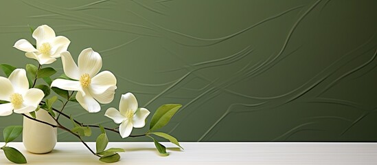 Poster - Nature inspired floral background for interior design pictures incorporating elements of home decor with ample copy space for image placement