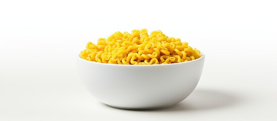 Aufkleber - A yellow pan with instant noodles is featured in an isolated image with a white background and copy space