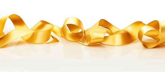 Poster - A collection of gold ribbons placed separately on a white background providing ample space for additional images or text