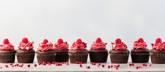 Aufkleber - Valentine s Day themed chocolate cupcakes displayed on a light background providing ample room for text