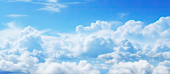 Aufkleber - After the rain a serene blue sky adorned with fluffy white clouds. Creative banner. Copyspace image
