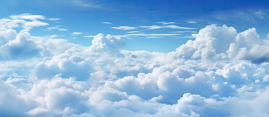 Aufkleber - After the rain a serene blue sky adorned with fluffy white clouds. Creative banner. Copyspace image