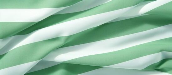 Poster - A background texture showing a fragment of a cloth fabric with green and white stripes Copy space image