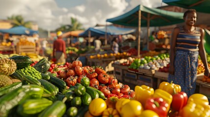 bustling farmer s market showcases bountiful produce and artisanal goods in vibrant documentary styl