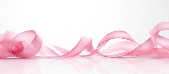 Poster - A pink curly ribbon stands alone against a white background leaving ample empty space for additional images or text