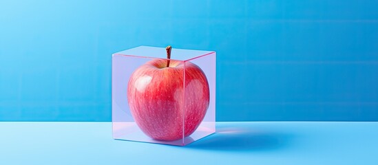 Aufkleber - a stunning pink apple is inside a box placed on a blue background leaving space for an image. creati