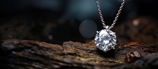 Sticker - A stunning photograph showcasing a diamond pendant jewelry with ample copy space image