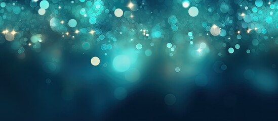 Aufkleber - Glowing teal background with abstract blue bokeh perfect for a holiday concept Copy space image for a banner