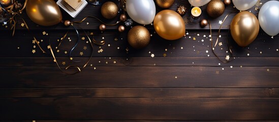 Aufkleber - Top view of a table set with birthday decorations and a copy space image