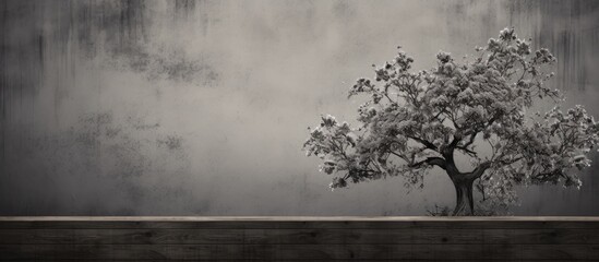 Leinwandbilder - Decorative tree with a monochrome color scheme set against a backdrop of wood pulp board providing ample copy space for images