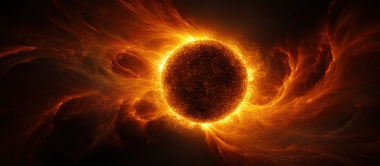 Wall Mural - turbulence is visible on the surface of the sun during a partial solar eclipse where sunspots are al