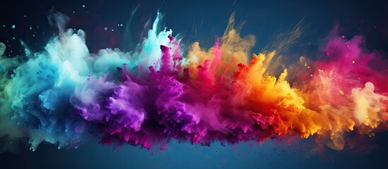 Poster - A vibrant and dynamic image of colorful powder bursting into the air creating a mesmerizing visual spectacle The captivating display includes a mix of vibrant shades and glimmering textures Perfect f