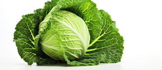 Poster - A vibrant cabbage placed on a white background providing ample copy space for any design elements