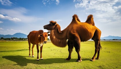 camel in desert, eid al adha mubarak Arabic man with a camel and goat. creative vector illustration design