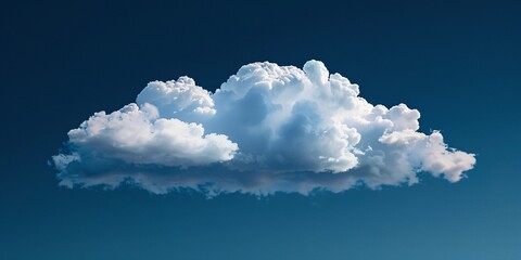hovering on a deep blue sky, lifelike cloud depiction.