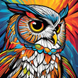 Watercolor cute colorful owl illustration