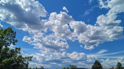 Daytime showcasing a lovely blue sky adorned with fluffy white clouds