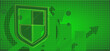 Shield, protection, safety -green background empty copy space