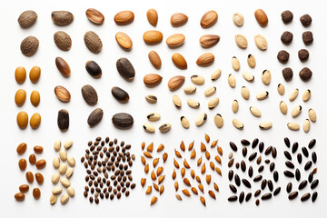 Wall Mural - group of seeds on isolated white background