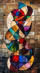 Wall Mural - A stained glass window with a colorful design