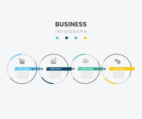 Poster - Vector Infographic thin line design with icons and 4 options or steps. Infographics for business concept. Can be used for presentations banner, workflow layout, process diagram, flow chart, info graph