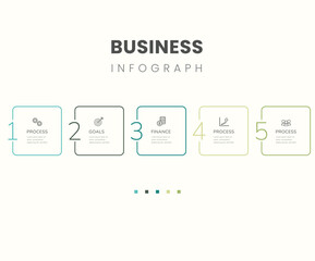 Poster - business infographic template. thin line design with numbers 5 options or steps.