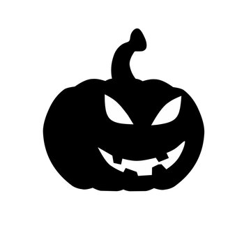Halloween pumpkin silhouette with various expressions set of vector illustration