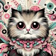 © can - A cat with large eyes and flowers art photo harmony has illustrative meaning illustrator.