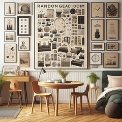 A Room with a template mockup poster empty white and with a bed and a table art has illustrative meaning has illustrative meaning card design.