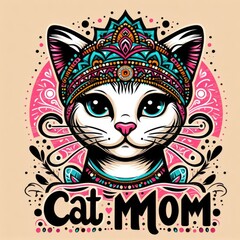 A cat wearing a hat attractive harmony card design illustrator.