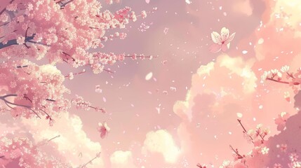 Canvas Print - Delicate cherry blossoms blooming against a soft spring sky
