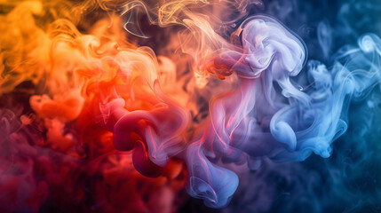 Wall Mural - A colorful smoke trail with red, orange, and blue hues