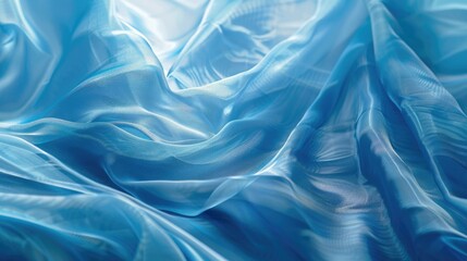 Poster - Blue silk fabric with a lightweight and airy texture that shimmers in sunlight