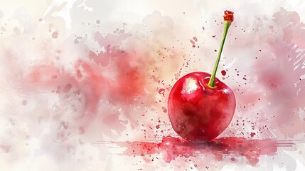 Canvas Print - Cherry Fruit in Stunning Watercolor.