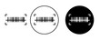 Barcode read icon set. scan bar code vector symbol. sku sign in black filled and outlined style.