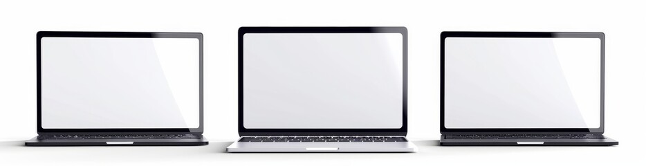 vector illustration of three laptop with blank screen 