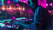 © Maksym - Amidst the rhythm of the night, a DJ commands the dancefloor with precision and skill, mixing music on a professional controller while a camera captures the euphoric vibes and elec