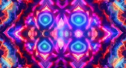 Wall Mural - 3d kaleidoscope mandala abstract background of trippy art psychedelic trance to open third eye with 