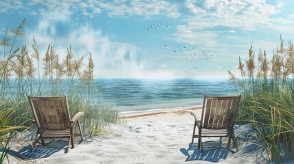 Wall Mural - Calm and peaceful beach setting with plenty of room for your holiday message