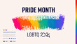 LGBT Pride Month 2024 poster. Pride label, ribbons with rainbow colors. Banner Love is love. LGBT event banner, website, poster, card template. Realistic vector illustration.