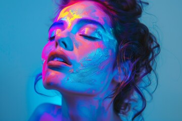 Poster - This image captures a blend of colorful hair strands over a smooth gradient, conveying creativity and vibrancy in a contemporary art style