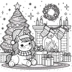 A coloring page of a unicorn image photo attractive attractive illustrator.