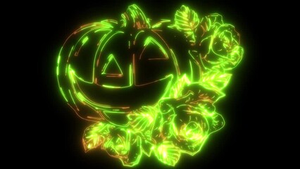 Sticker - video of halloween pumpkin with roses