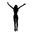 woman rejoices silhouette on white background vector
