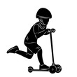child riding a scooter silhouette on a white background vector