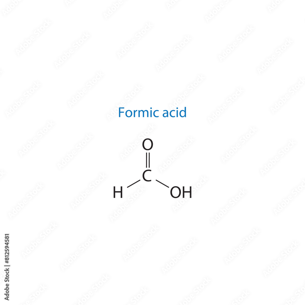 Formic acid molecule skeletal structure diagram.organic compound ...