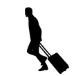 man with suitcase silhouette on white background vector