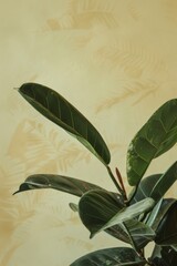 Aufkleber - Subtle image of lush green leaves with dramatic shadows on a textured yellow background symbolizing tranquility