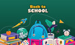 Back to school vector illustration. School tools, accessory supplies